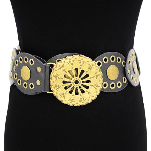 WESTERN METAL FLORAL Y2K DISC BUCILE BELT