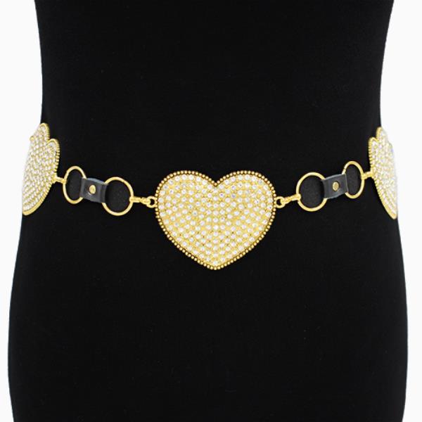 RHINESTONE HEART CHAIN LINK BELT