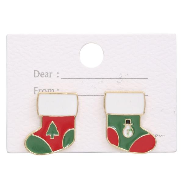 CHRISTMAS STOCKING STUD EARRING