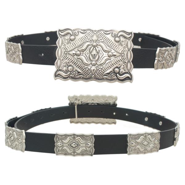SOUTHWESTERN RECTANGLE CONCHO BUCKLE BELT