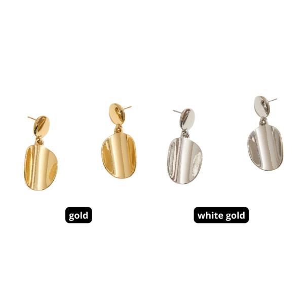 14K GOLD DIPPED ORGANIC SHAPE DROP POST HOOP EARRING