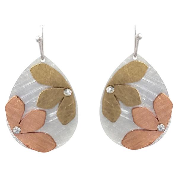 METAL LEAF TEARDROP DANGLE EARRING