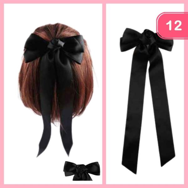 SILKY RIBBON HAIR BOW  (12 UNITS)