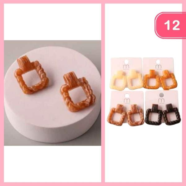 MARBLED TWIST SQUARE DOORKNOCKER EARRINGS (12 UNITS)