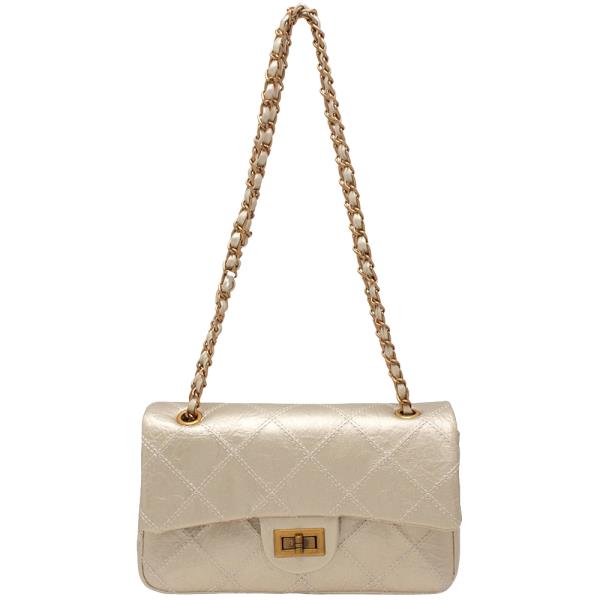 QUILTED TWIST LOCK CROSSBODY BAG