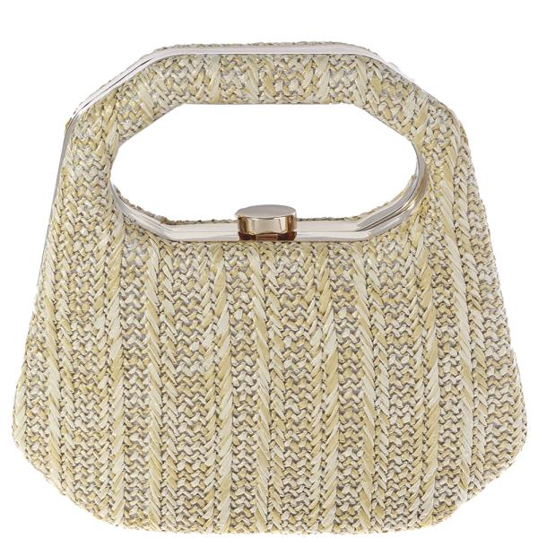 WOVEN SHAPED HANDLE EVENING BAG