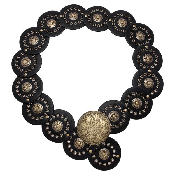 Y2K METAL WESTERN CONCHO EMBOSSED CIRCLE BELT