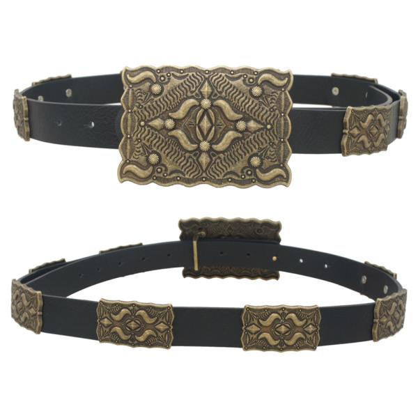 SOUTHWESTERN RECTANGLE CONCHO BUCKLE BELT