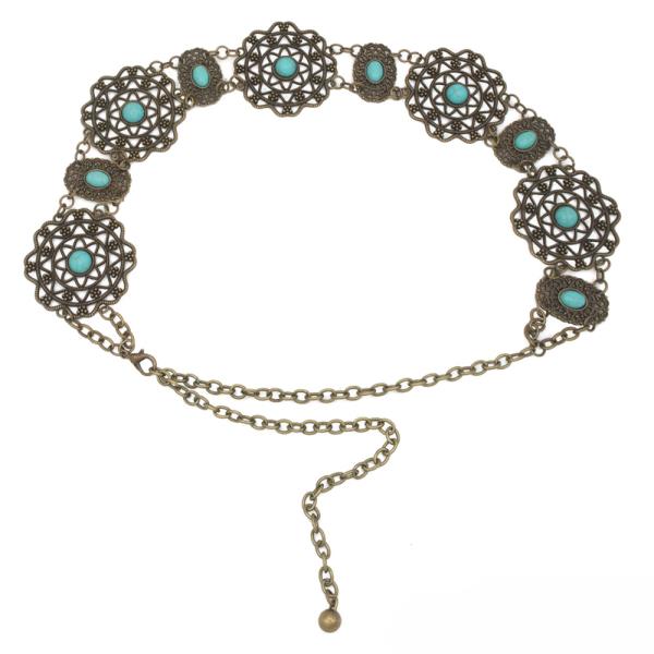 CAB ACCENTED FILIGREE CHAIN BELT