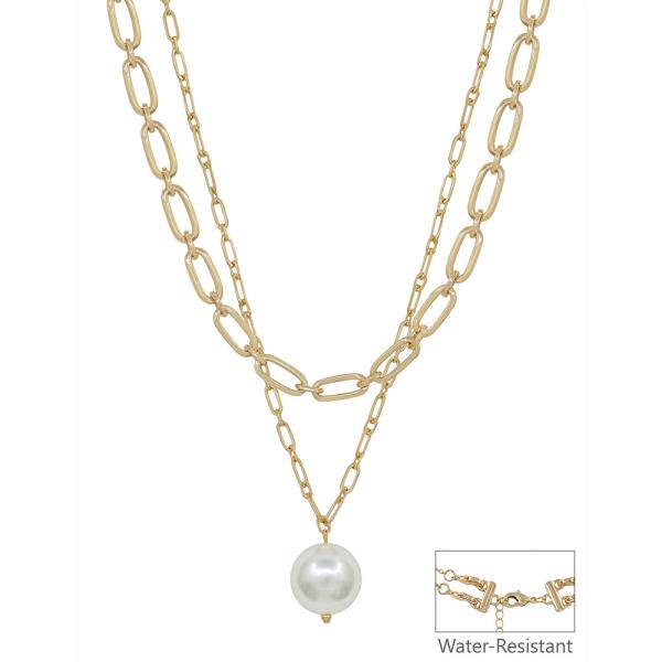 MULTI WAY CHUNKY CLIP CHAIN 20MM PEARL PENDANT WATER RESISTANT SHORT NECKLACE