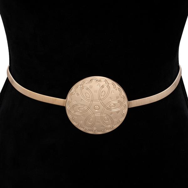WESTERN ENGRAVED METAL CONCHO THIN BELT