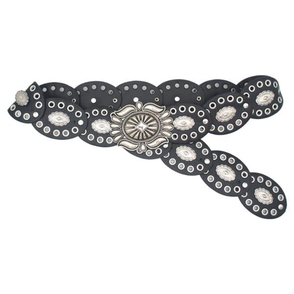 WESTERN CONCHO OVAL STUDDED LEATHER LINK BELT