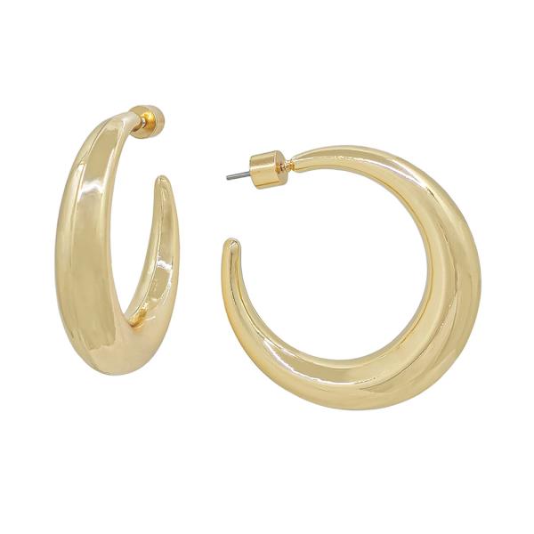 NARROW TO WIDE ROUND METAL WATER RESISTANT HOOP EARRINGS