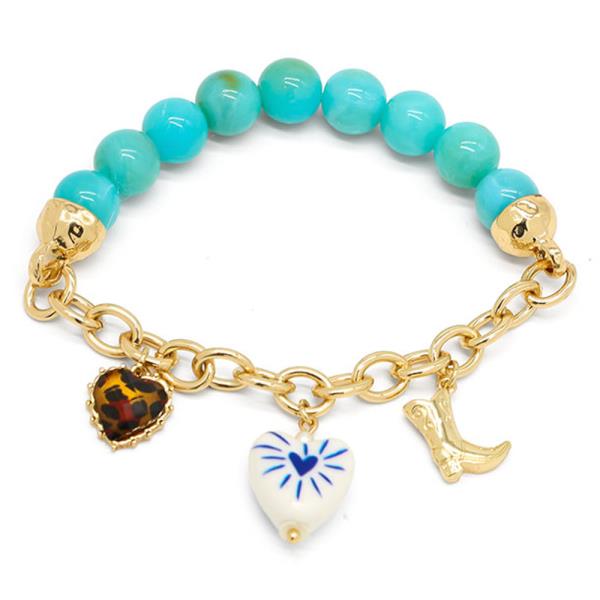 SECRET BOX CERAMIC CHARMED STRETCH  BRACELET
