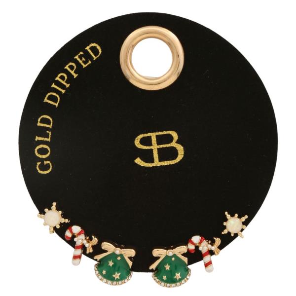 SECRET BOX CHRISTMAS ASSORTED GOLD DIPPED EARRING SET
