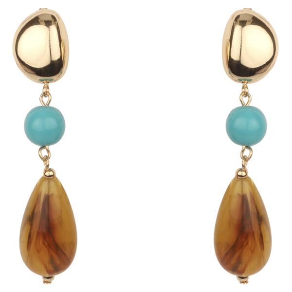 MARBLE MULTI BEAD GOLD DIPPED EARRING