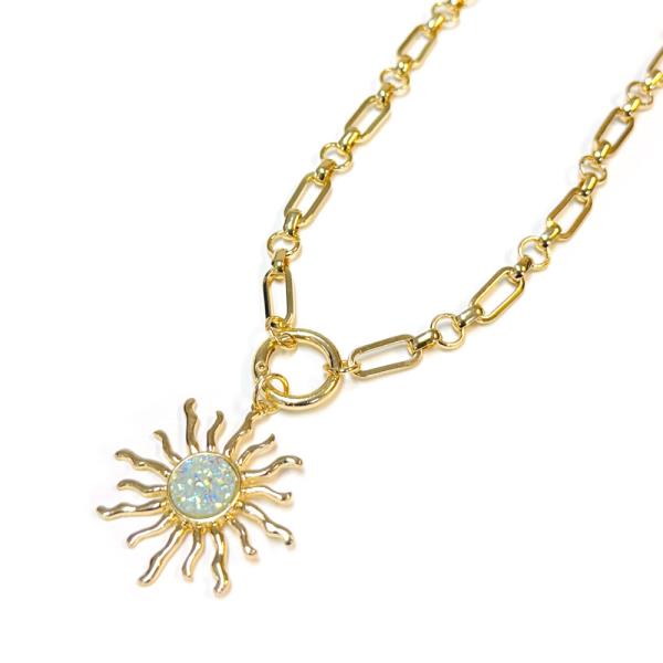 SUN BURST DRUZY PENDANT NECKLACE
