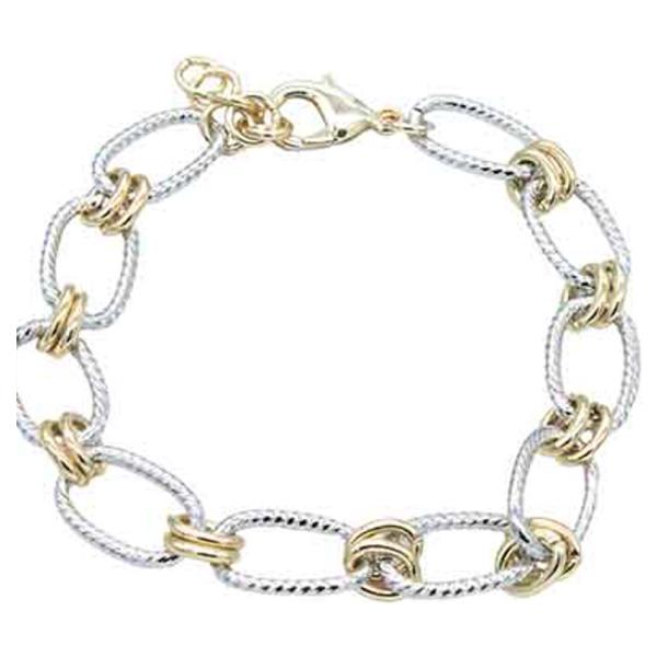 TWO TONE OVAL LINK METAL BRACELET