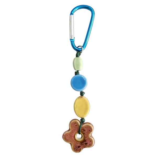 MIXED BEAD FLOWER DROP BAG CHARM KEYCHAIN