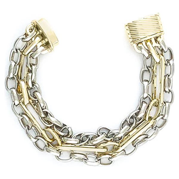 TWO TONE METAL CHAIN MAGNETIC CLASP BRACELET