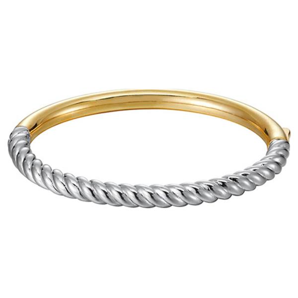 TWO TONE METAL CABLE LAYERED BANGLE BRACELET