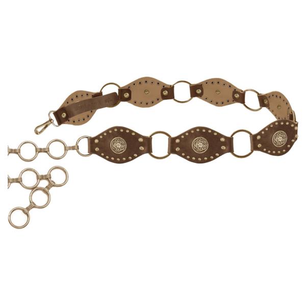 FLOWER CONCHO & STUD LINKED BELT WITH CHAIN EXTENSION