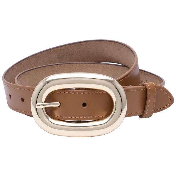 GENUINE LEATHER OVAL SMOOTH BUCKLE BELT