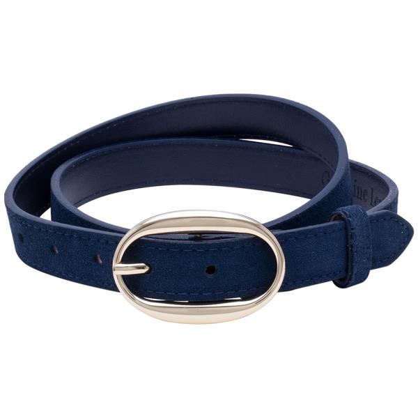 GENUINE SUEDE LEATHER OVAL METAL BUCKLE BELT
