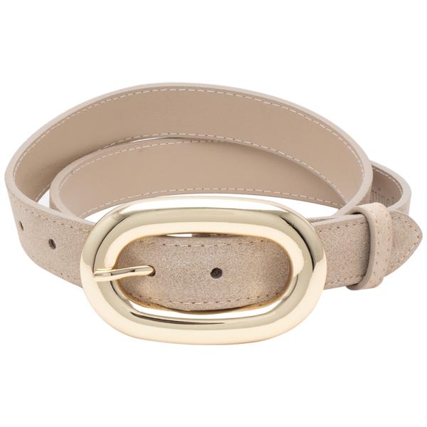GENUINE SUEDE LEATHER MODERN OVAL BUCKLE BELT