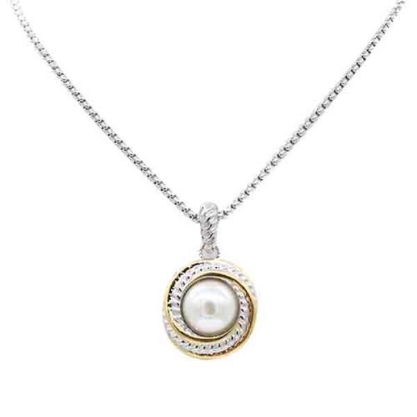 TWO TONE PLATED WITH MOTHER OF PEARL NECKLACE