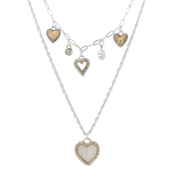 MOP MULTI CHARM LAYERED NECKLACE