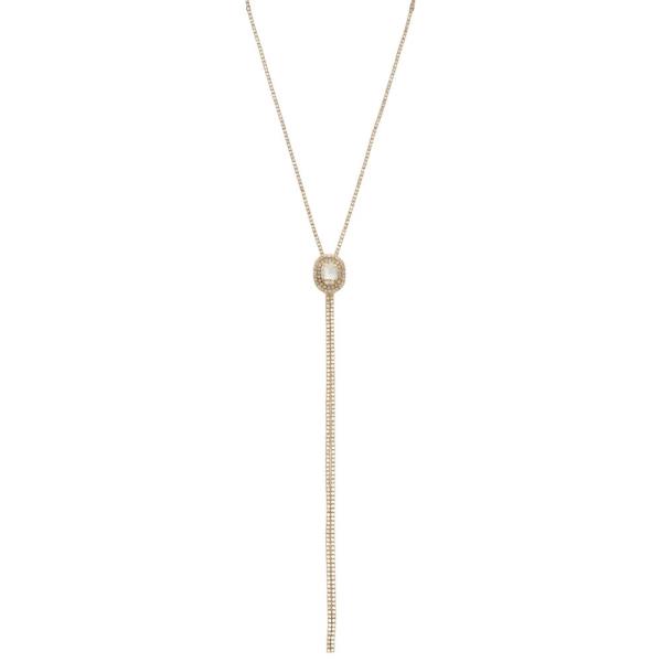 CIRCLE CRYSTAL Y SHAPE METAL NECKLACE