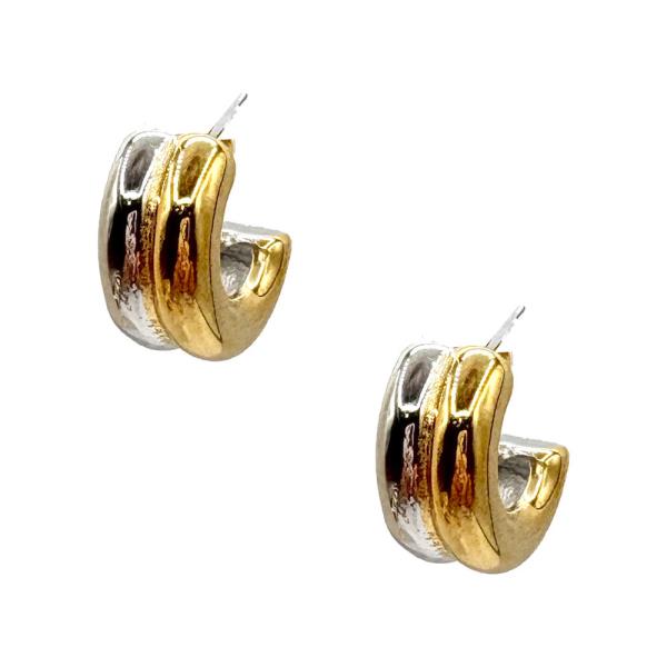 TWO TONE OPEN HOOP EARRING