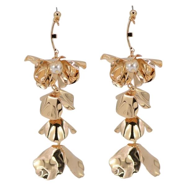 METAL LEAF DROP EARRING
