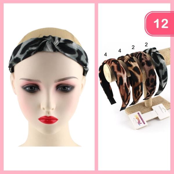 LEOPARD PRINT KNOTTED HEADBAND (12 UNITS)