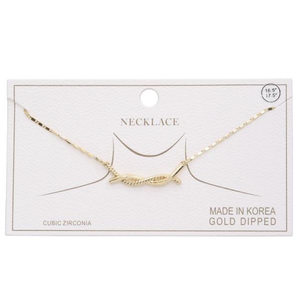 GOLD DIPPED CZ METAL TWIST PENDANT NECKLACE