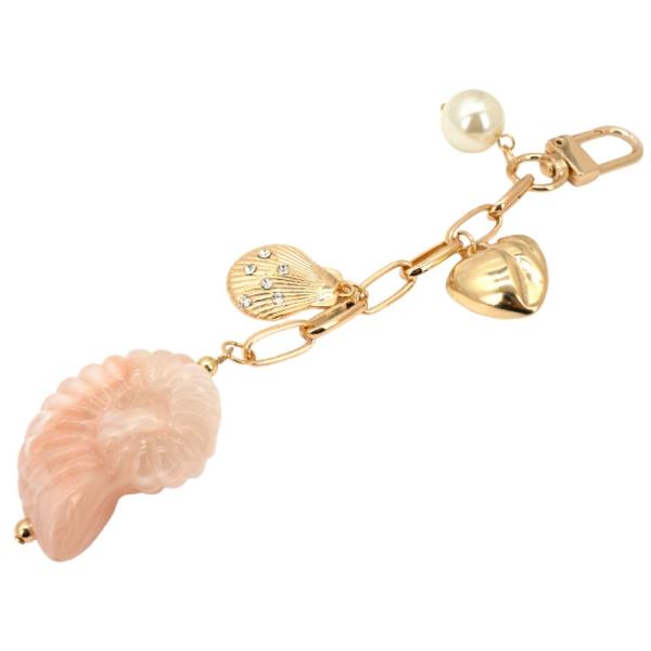 RESIN SHELL PEARL HEART CHARM BAG CHARM KEYCHAIN