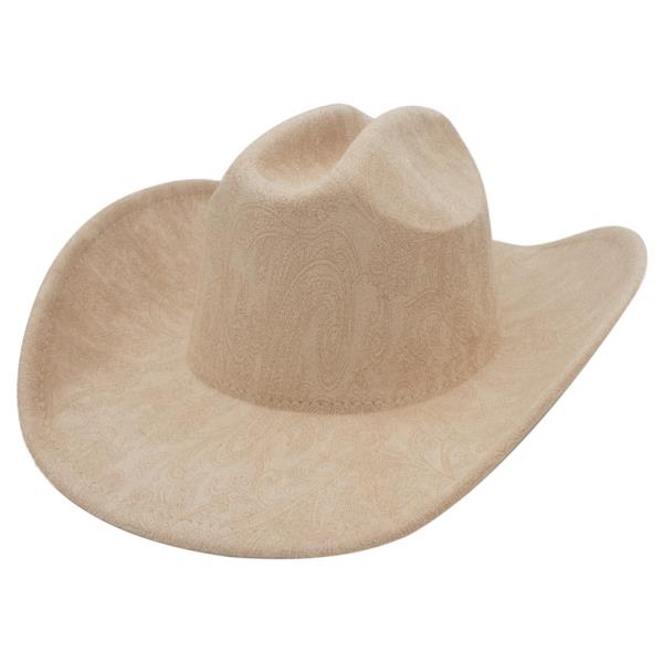 VINTAGE PAISLEY PRINTED MICROSUEDE COWBOY HAT
