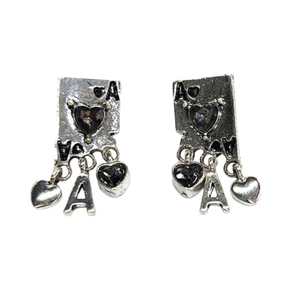WESTERN ACE OF HEARTS CARD DANGLE EARRINGS