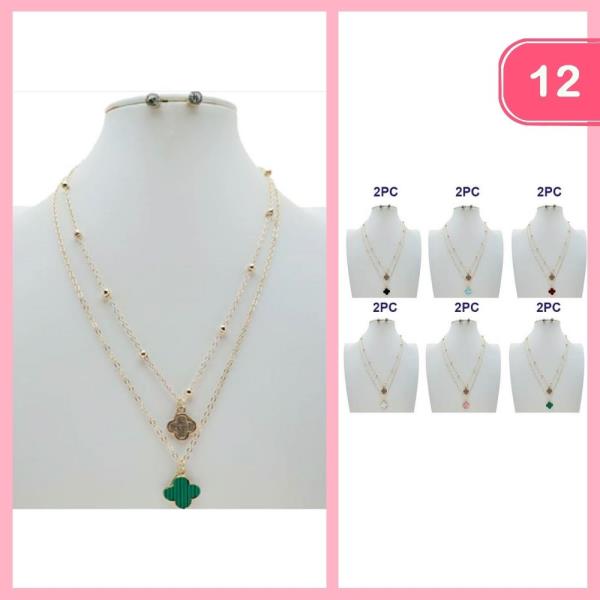 FLOWER PENDANT LAYERED NECKLACE (12 UNITS)