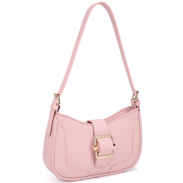 TEXTURED BUCKLE DESIGN SHOULDER BAG