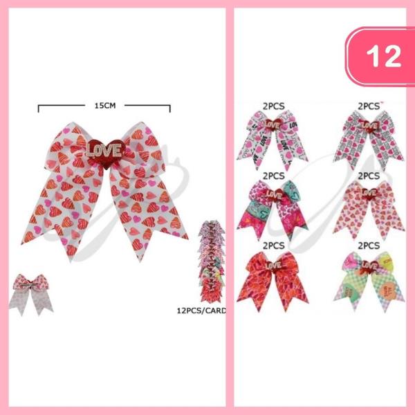 VALENTINES HAIR BOWS (12 UNITS)