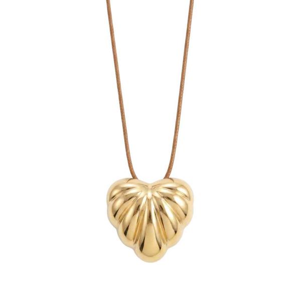 METAL HEART PENDANT CORD NECKLACE