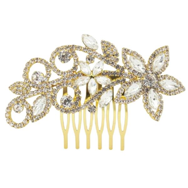 RHINESTONE FLORAL HAIR COMB