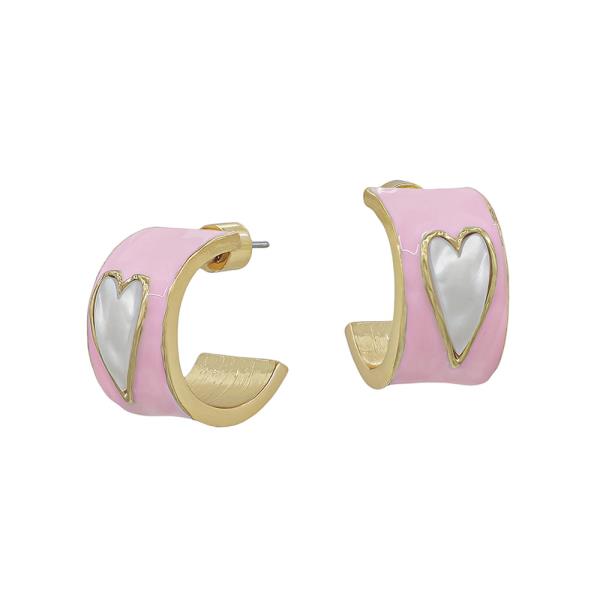 BOLD EPOXY HOOP HEART WATER RESISTANT ERARRINGS