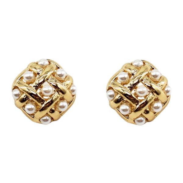 PEARL BEAD METAL EARRING