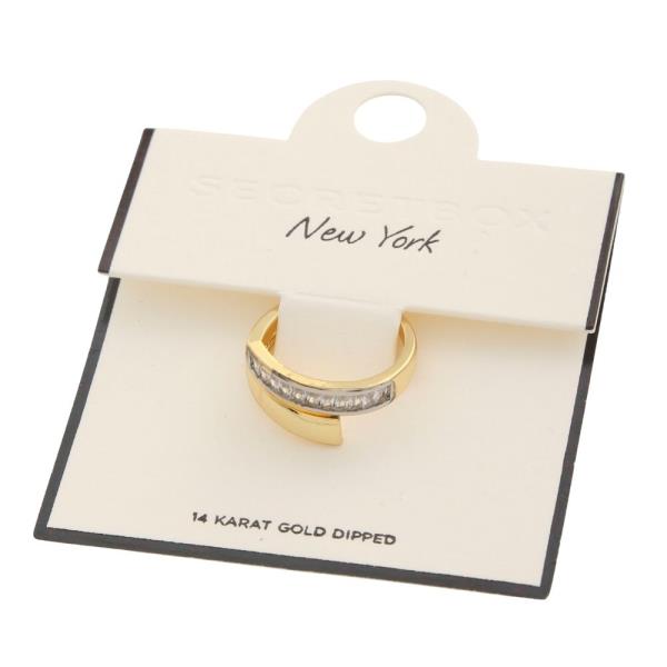 SECRET BOX 14K GOLD DIPPED CRYSTAL RING
