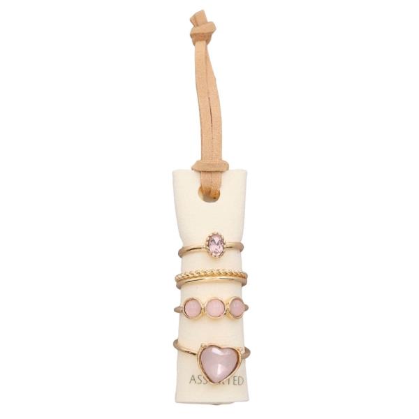 HEART SHAPE STONE ASSORTED RING SET