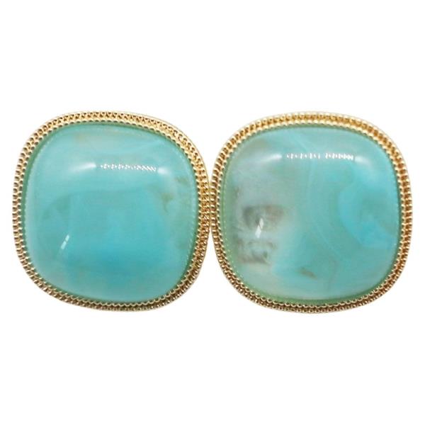 SQUARE STONE POST EARRING