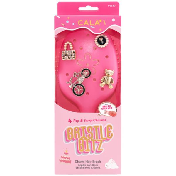 CALA BRISTLE BITZ CHARM HAIR BRUSH: HOT PINK